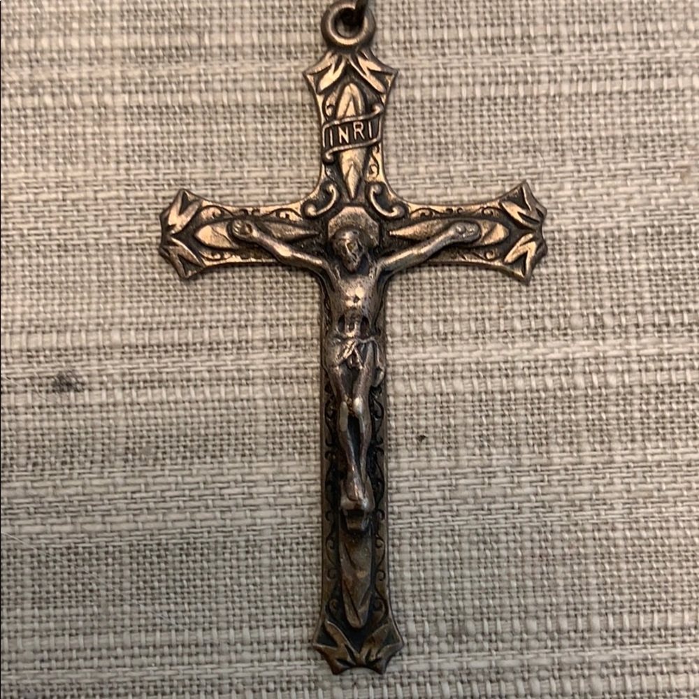 Sterling and Amber Glass Rosary w/gift Box